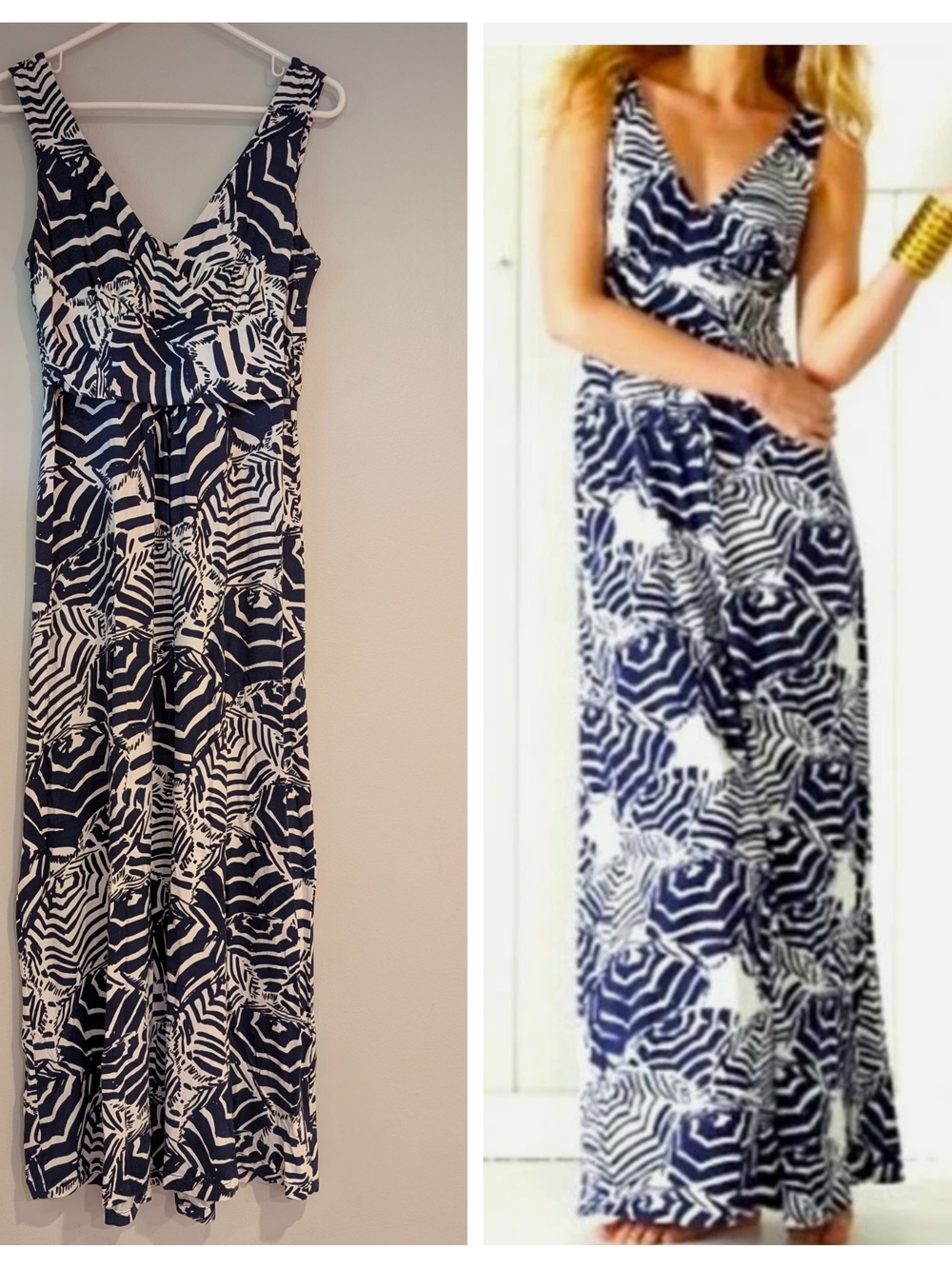 Lilly Pulitzer Sloane Maxi Dress Navy Umbrella Oh Cabana Boy Medium